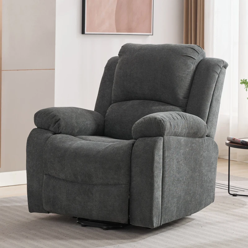 Power Massage Lift Recliner Chair with Heat and Vibration for Elderly, Heavy Duty Reclining Mechanism with Pockets, Cup Holders, Grey
