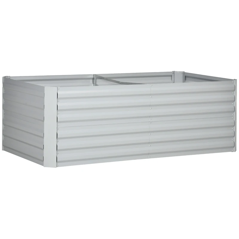Outsunny Raised Beds for Garden, Galvanised Steel Outdoor Planters with Multi-reinforced Rods, 180 x 90 x 59 cm, Light Grey