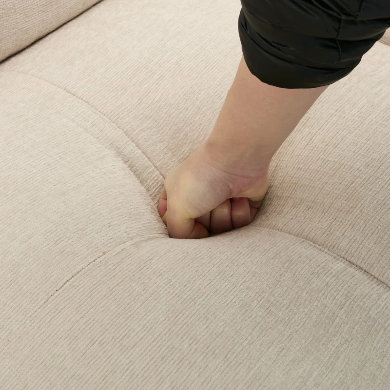 L-Shaped Sectional Sofa with Removable Storage Ottoman and 2 Pillows, Fabric Upholstery, 204L x 68W x 69H cm, Beige