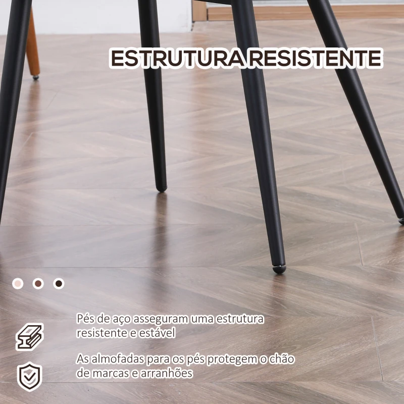 HOMCOM Conjunto de 2 Cadeiras de Sala de Jantar Estofada em Tecido com Encosto Alto e Pés de Aço 55x55x81cm Bege