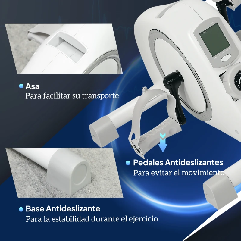 SPORTNOW Mini Bicicleta Estática con Resistencia Magnética Pantalla LCD y Pedales Antideslizantes para Ejercitar Brazos y Piernas