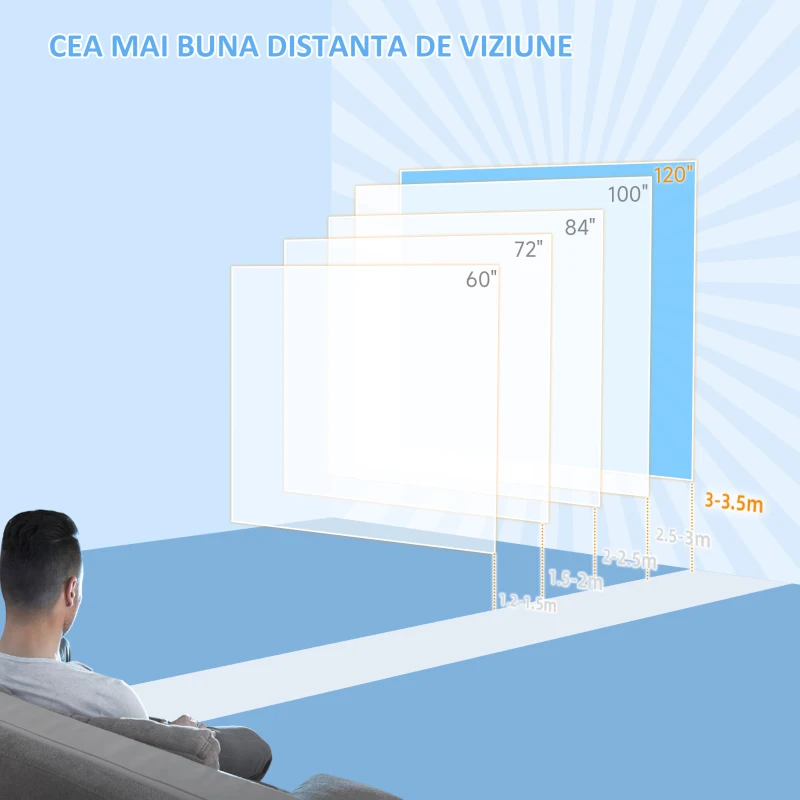 Homcom Ecran Motorizat Proiector – Cu Telecomanda, Ideal pentru Acasa