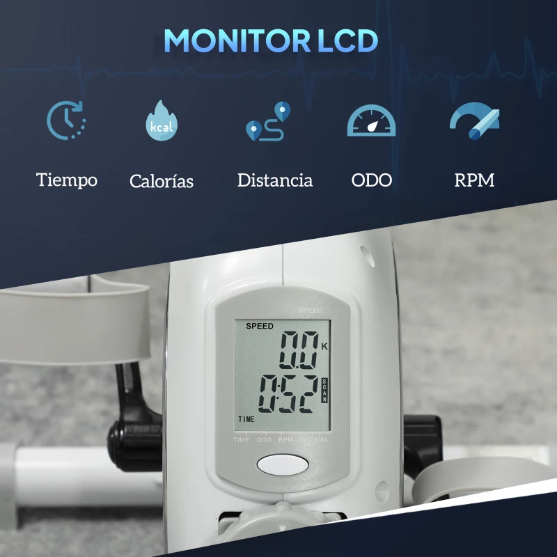 SPORTNOW Mini Bicicleta Estática con Resistencia Magnética Pantalla LCD y Pedales Antideslizantes para Ejercitar Brazos y Piernas