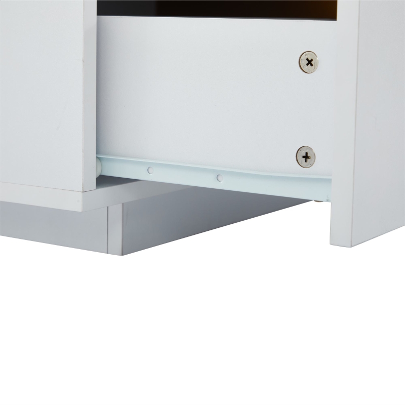 Luxury TV Stand with 3 Drawers, Faux Marble Top, and Golden Panel Design, 200L x 40W x 42H cm, White