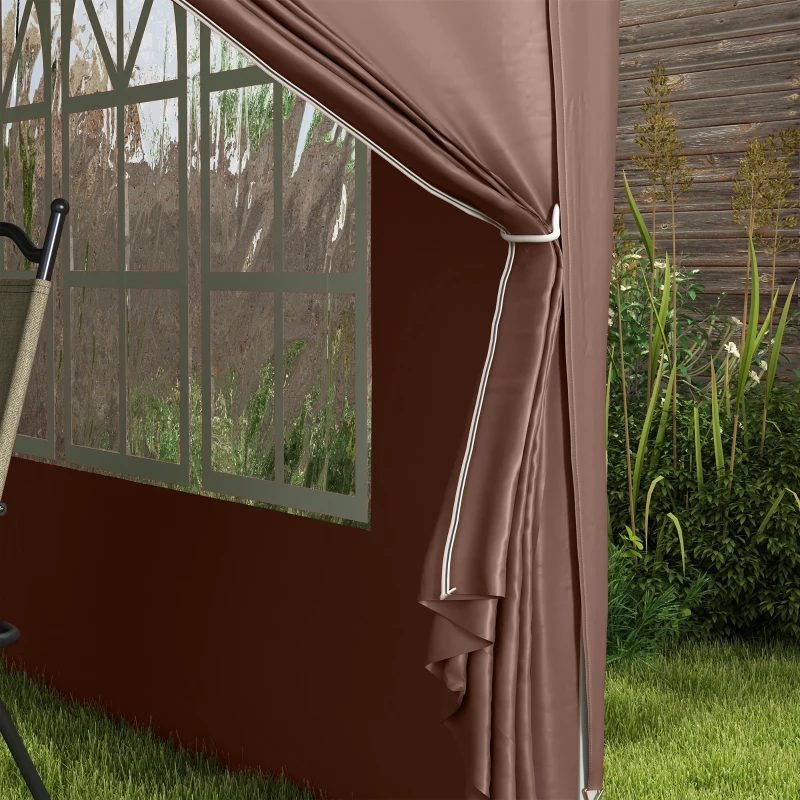 Outsunny 3 x 3 m Pop Up Gazebo, Wedding Party Canopy Tent Marquee with Carry Bag and Windows, Coffee(m-9)