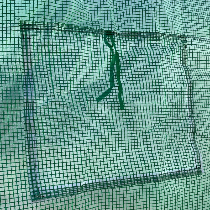 Outsunny Walk-in Polytunnel Garden Greenhouse, Outdoor Mesh Door Greenhouse with PE Cover and 6 Windows, 4.5 x 3 x 2m, Green