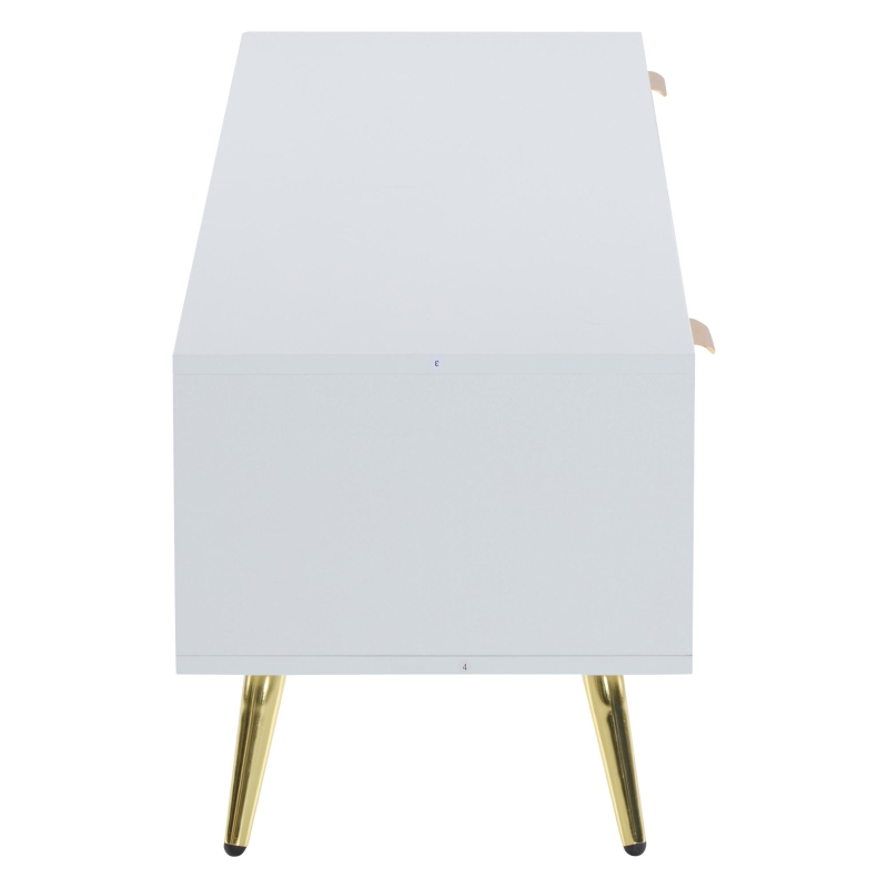 TV Stand with Storage Cabinets and Open Shelves for 80-Inch TV, Embossed Pattern Entertainment Centre, 180L x 40W x 41H cm, White