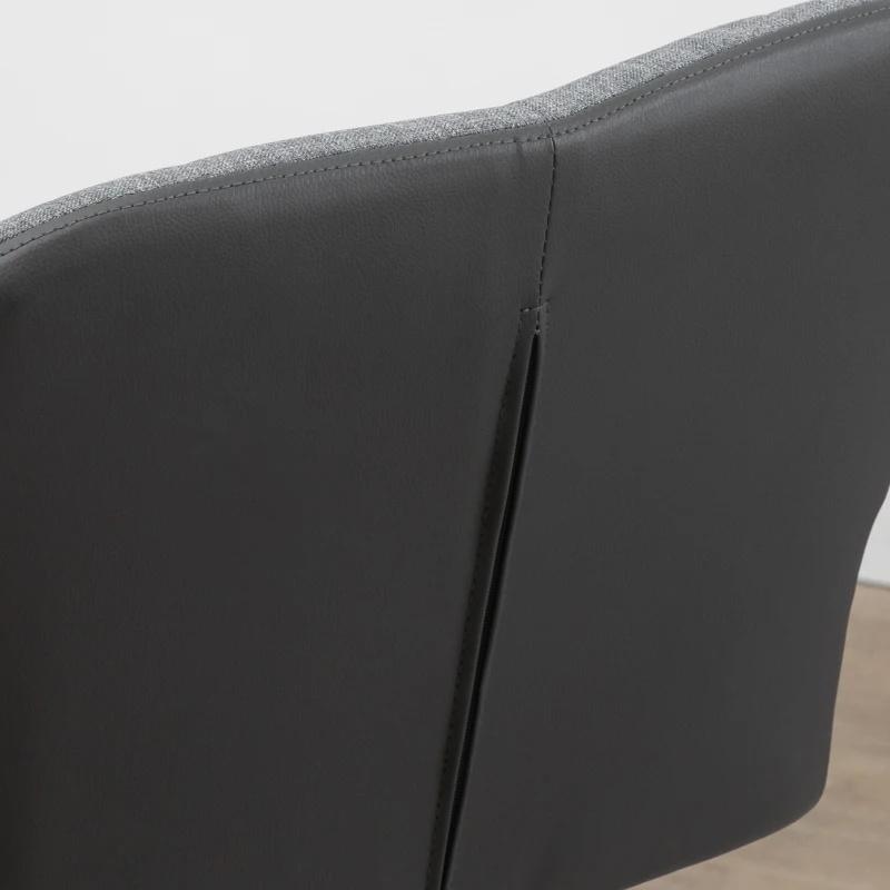 HOMCOM Bar Stool Set of 2 Retro Design Height-Adjustable Faux Leather Linen-Look Gray + Black