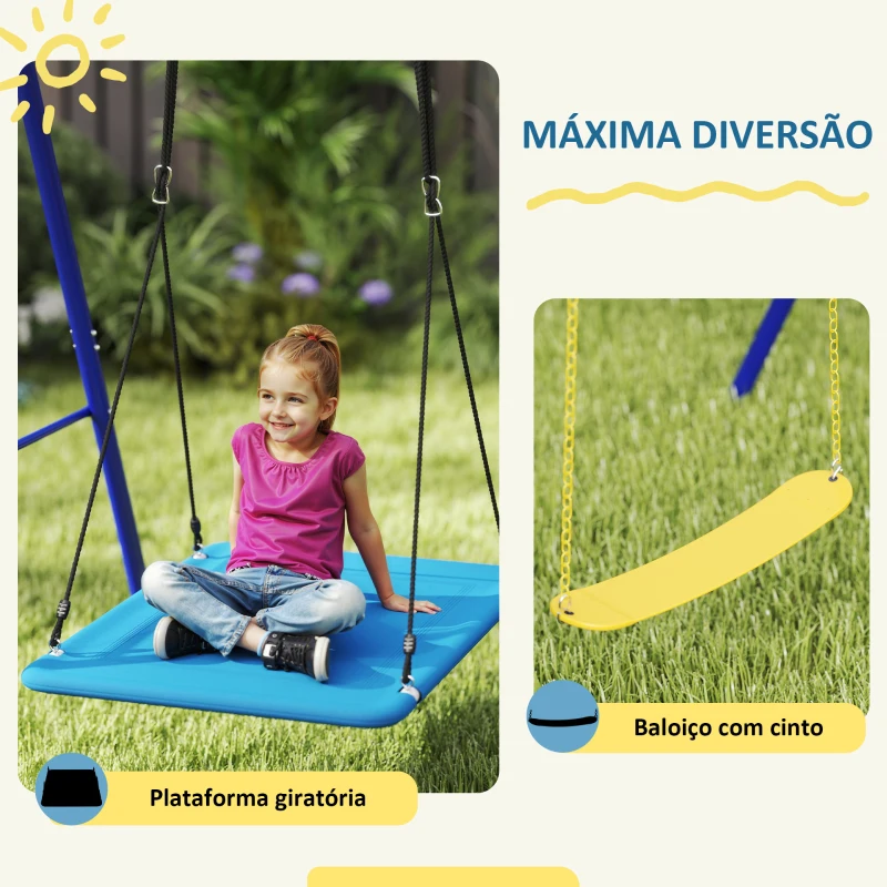 AIYAPLAY Conjunto de Baloiços para Crianças com 2 Baloiços Simples e 1 Baloiço Plataforma 365x180x184 cm Multicor