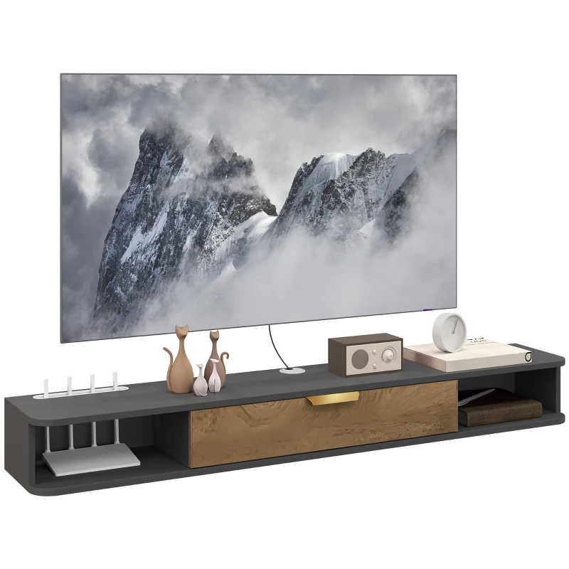 HOMCOM 140 cm Floating TV Stand with Storage - Charcoal Grey