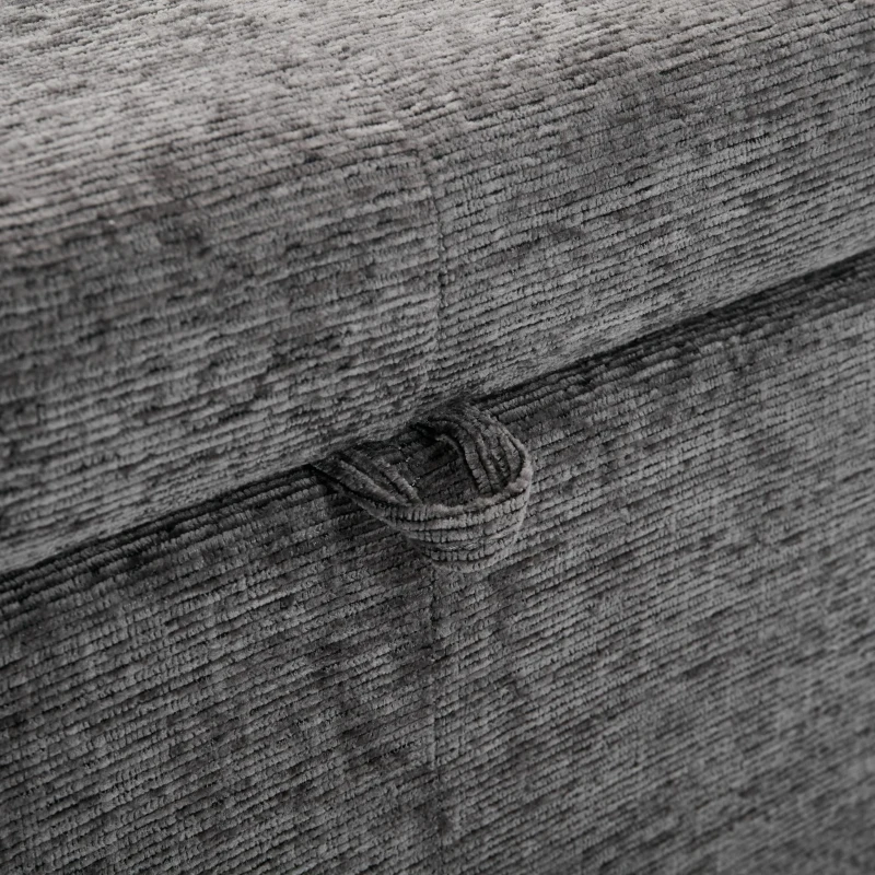 L-Shaped Sectional Sofa with Removable Storage Ottoman and 2 Pillows, Fabric Upholstery, 204L x 68W x 69H cm, Grey