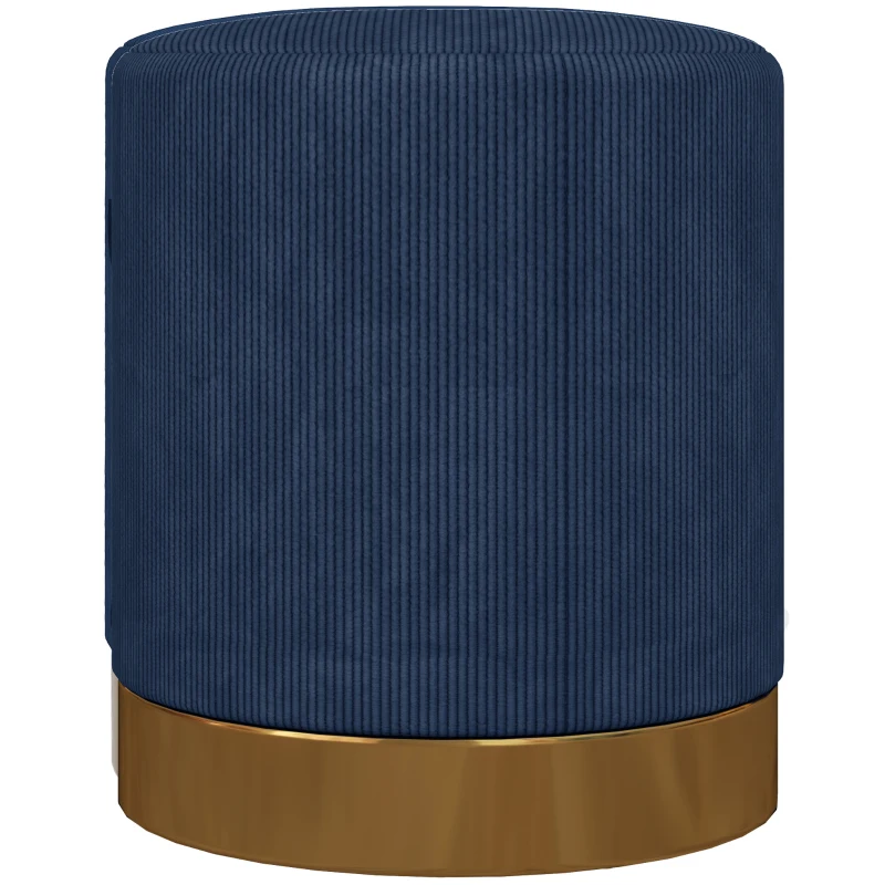HOMCOM Soft Padded Corduroy Footstool - Dark Blue