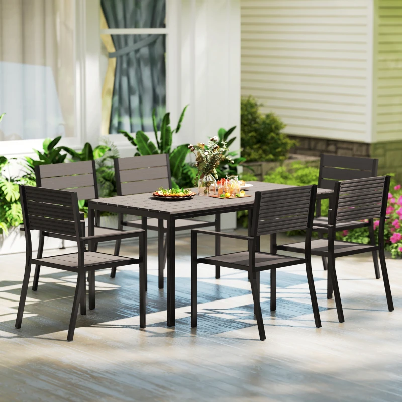 Outsunny Seven-Piece Outdoor Dining Set - Brown