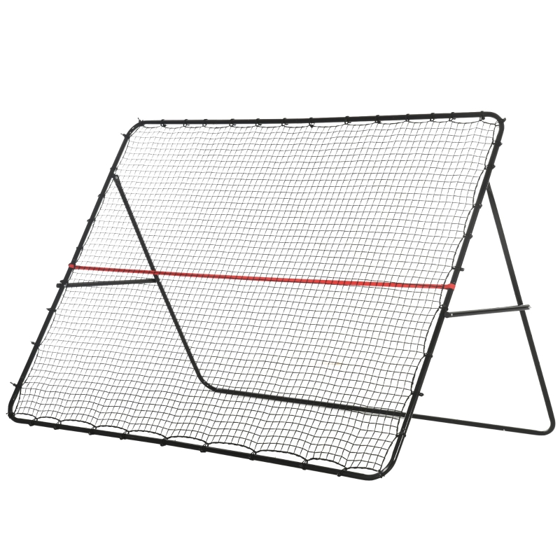 HOMCOM Football Rebounder Kickback Goal Paroi De Rebond Filet De Rebond Bilatéral Réglable En 5 Niveaux Pour L'entraînement De Football Acier Rouge 100 X 95 X 90 Cm