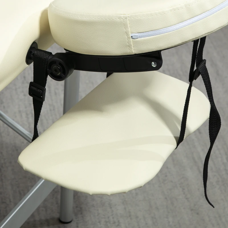 HOMCOM Lettino per Massaggi Pieghevole Professionale, Altezza Regolabile e Borsa di Trasporto, Bianco