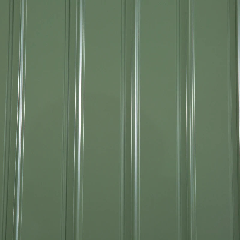 Outsunny Magazie de gradina din otel cu acoperis inclinat, usa glisanta dubla si orificii de aerisire, 213x130x173 cm, verde(m-10)