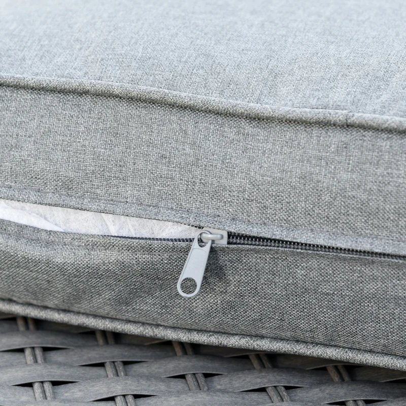 Outsunny 5 PCs PE Rattan Wicker Corner Sofa Set Bonzer Outdoor Conservatory Furniture Lawn Patio Tea Table Footstool w/ Cushion - Grey