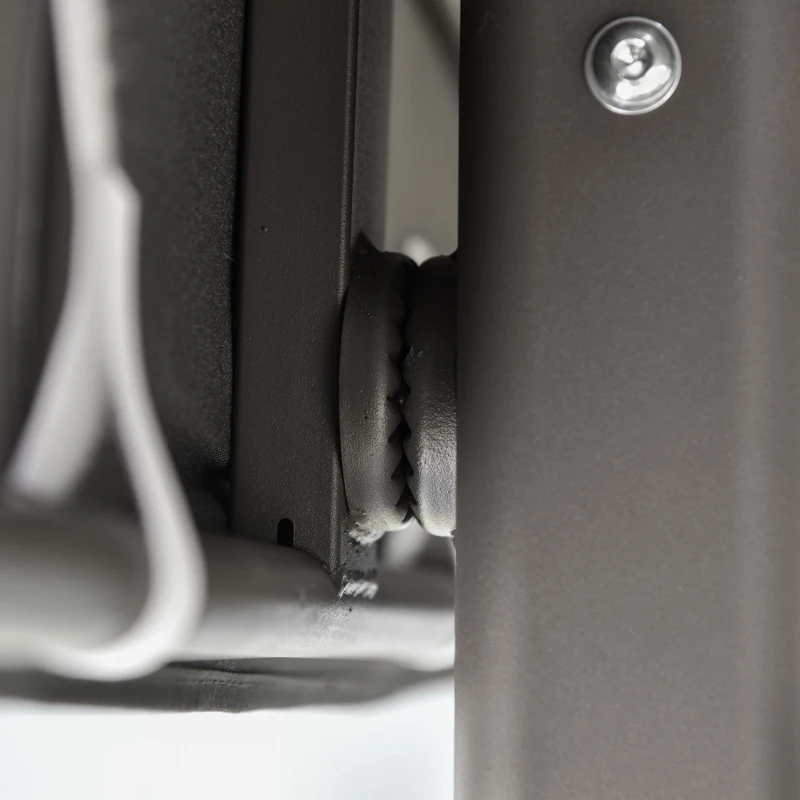 Outsunny 3 Seater Garden Swing Chair Outdoor Hammock Bench w/ Adjustable Canopy, Cushions and Cup Trays, Brown Steel Frame, Dark Grey Fabric