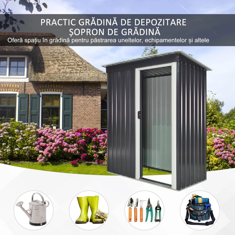 Outsunny magazie de scule cu usa glisanta, 163x89x182 cm(m-6)