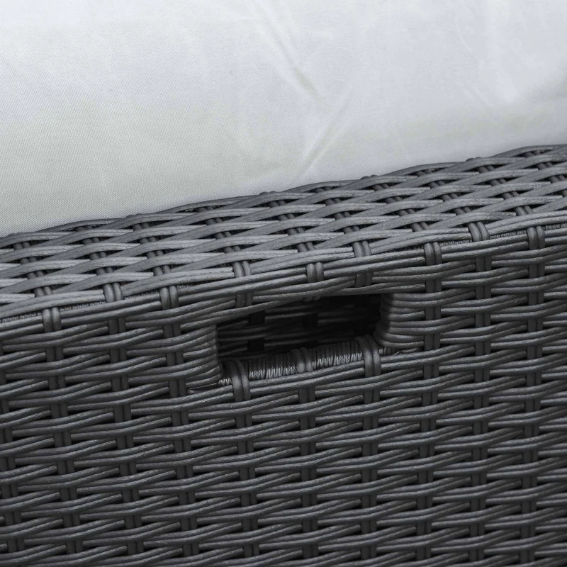 Outsunny 8 Pieces PE Rattan Sofa Set with Cushions, Garden Corner Sofa with 4 Seater Sofa, 2 Footstools and 2 Coffee Table Set, Space-saving Design, No Assembly Required, Black