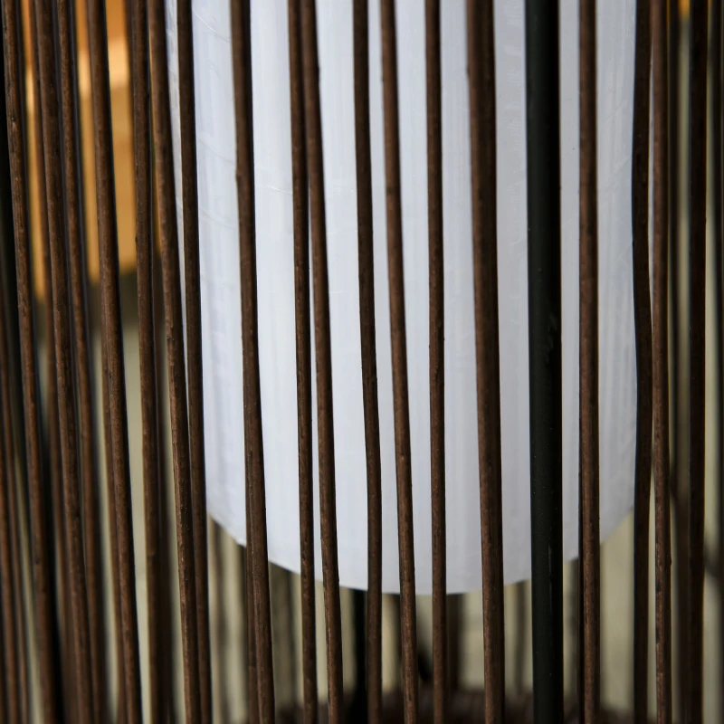 Outsunny Patio Garden PE Rattan Solar Lights Woven Resin Wicker Lantern Auto On/Off Solar Powered Lights for Porch, Yard, Lawn, Courtyard, Indoor & Outdoor  Brown