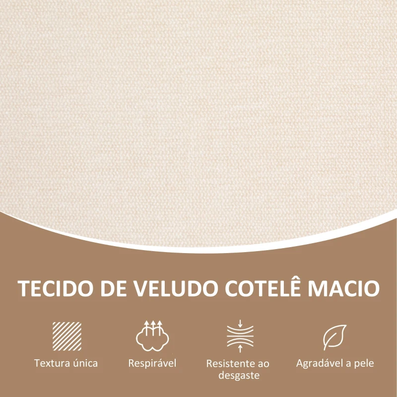 HOMCOM Sofá de 2 Lugares Estofado em Chenille com 2 Almofadas Laváveis e Apoio para os Braços em Vime Sintético 123x75x88 cm Bege