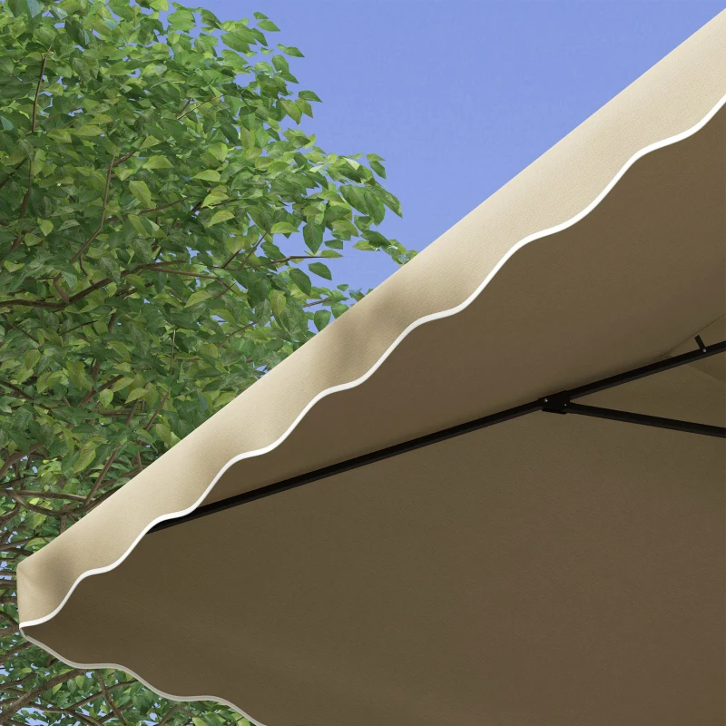 Outsunny Sombrilla Terraza Exterior con Techo Doble con Borde Ondulado Manivela y Base Cruzada 243x243x251 cm Caqui