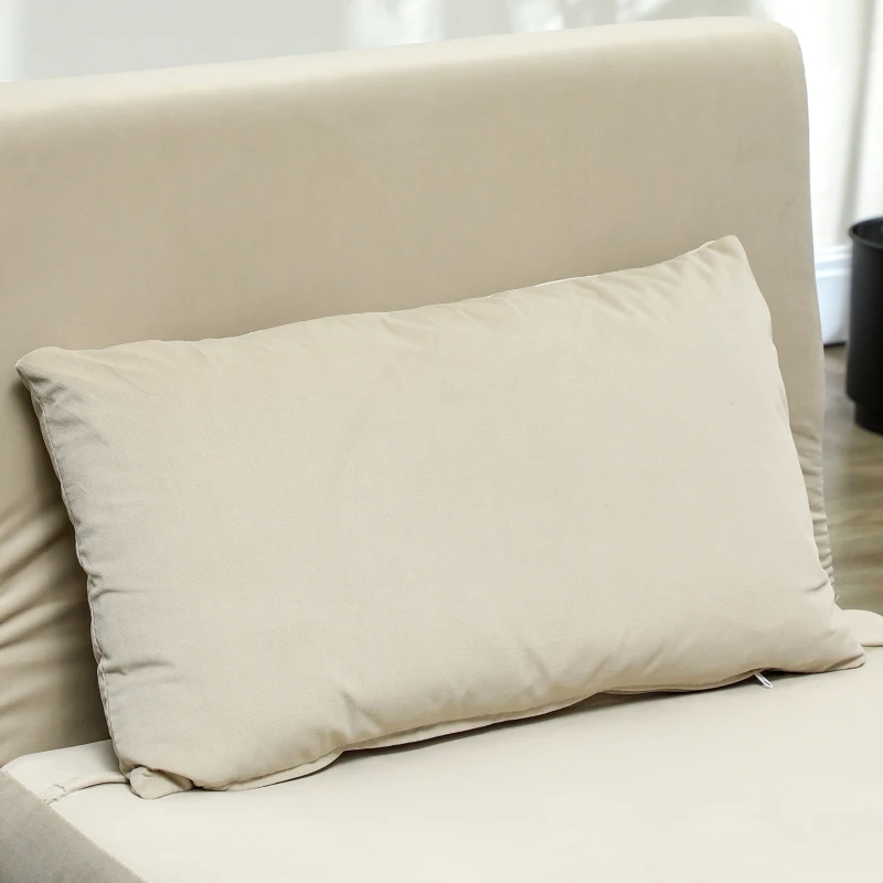 HOMCOM Klappsessel mit Bettfunktion, Klappbarer Relaxsessel in Samtoptik, Verstellbare Lehne, bis 120 kg belastbar, Beige(m-9)