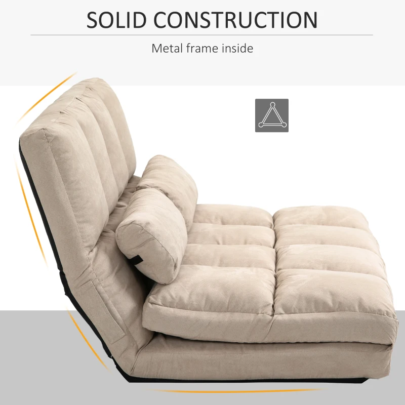 HOMCOM 2-in-1 Vloerstoel met Verstelbare Rugleuning, 102 x 73 x 60 cm, Beige(m-7)