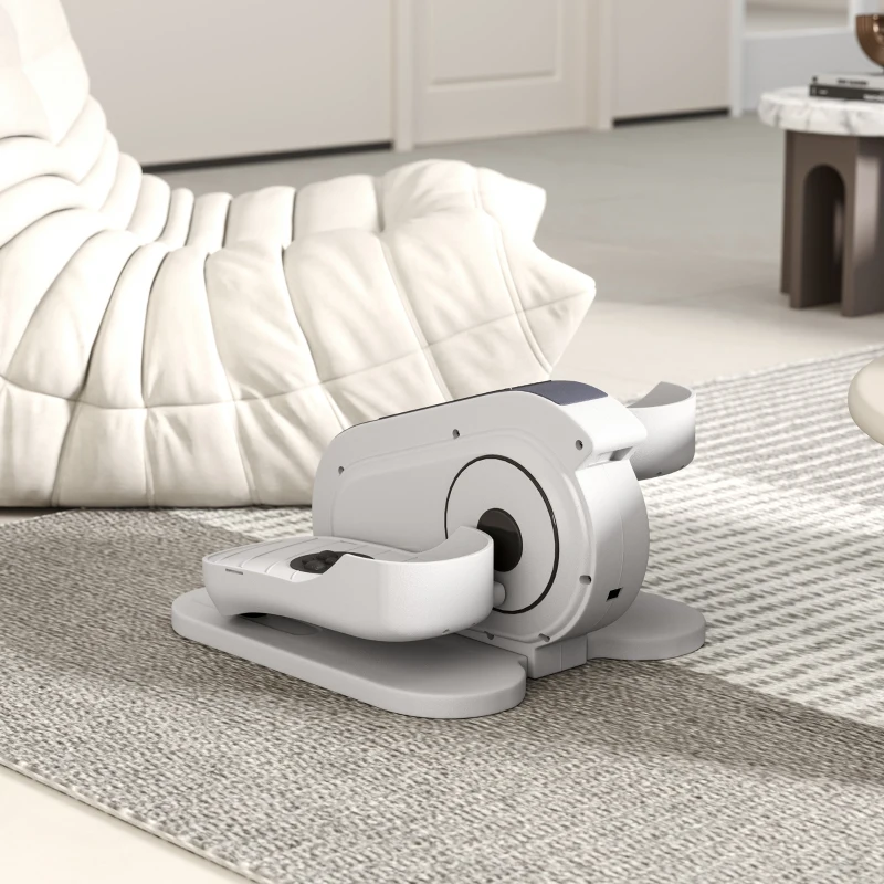 SPORTNOW Zitpedaaltrainer, Mini-Ellipsentrainer met LCD-Monitor, Afstandsbediening, 10 Instelbare Snelheidsniveaus, Wit