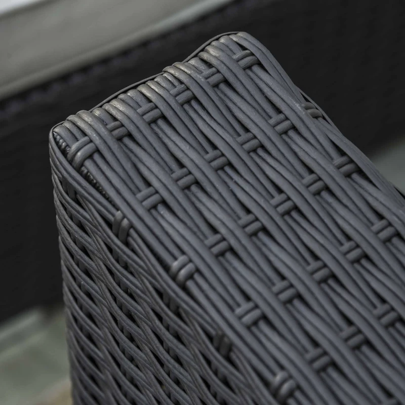 Outsunny 8 Pieces PE Rattan Sofa Set with Cushions, Garden Corner Sofa with 4 Seater Sofa, 2 Footstools and 2 Coffee Table Set, Space-saving Design, No Assembly Required, Black