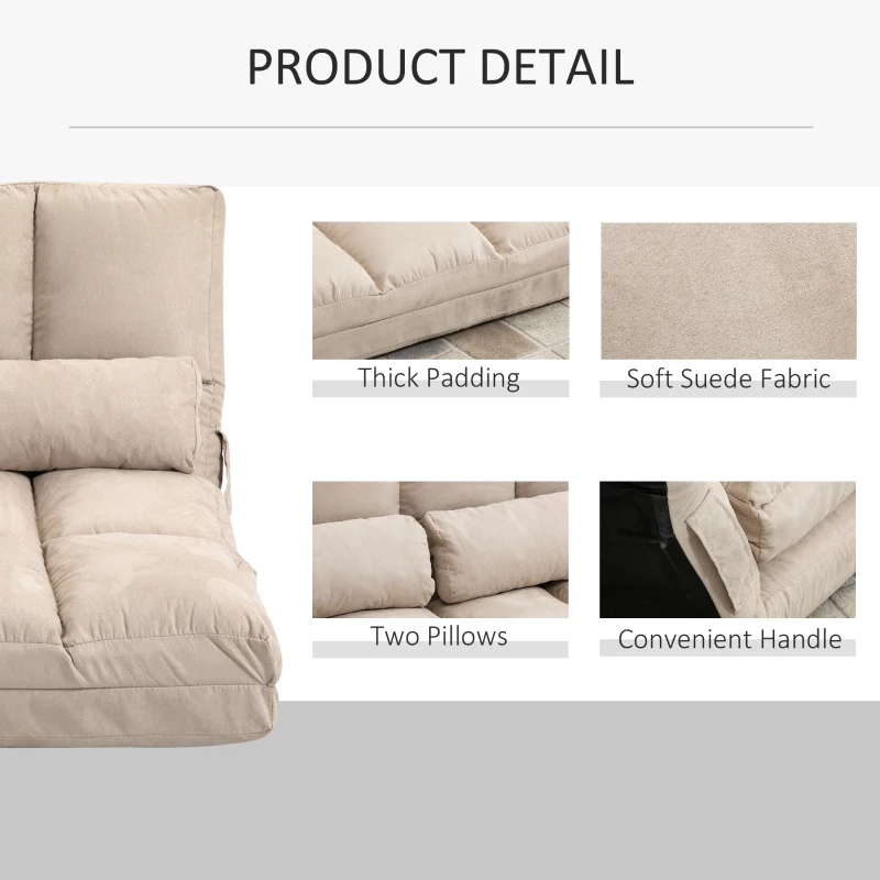 HOMCOM 2-in-1 Vloerstoel met Verstelbare Rugleuning, 102 x 73 x 60 cm, Beige(m-6)
