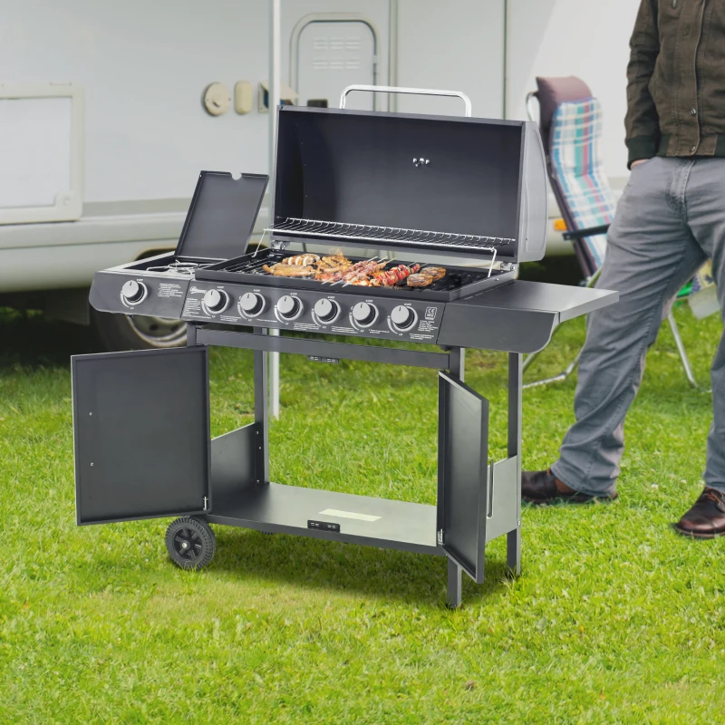 Outsunny Seven-Burner Gas BBQ Grill - Grey