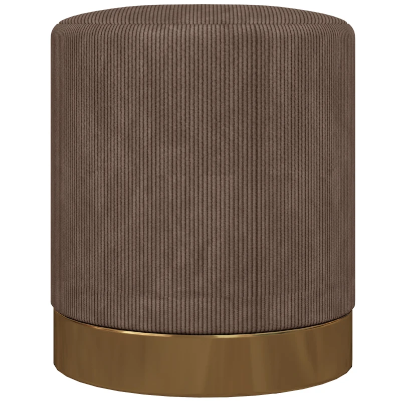 HOMCOM Soft Padded Corduroy Footstool - Light Brown