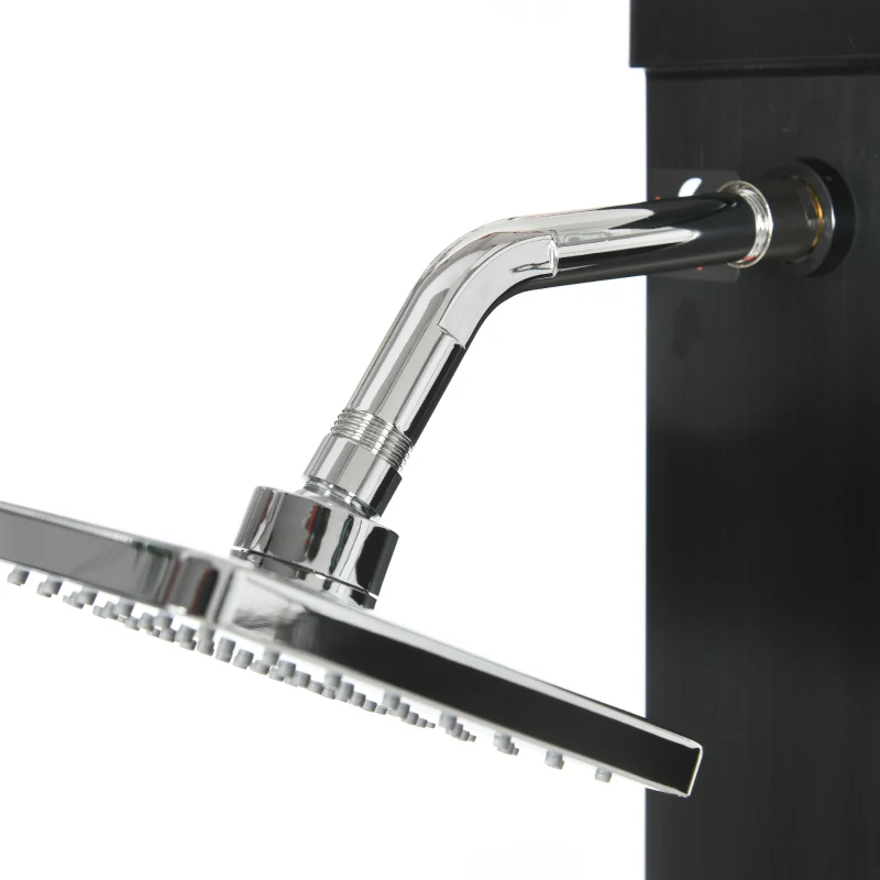 Outsunny Doccia Solare da Giardino 40L e Temperatura 60°C, Soffione Girevole e Rubinetto per Piedi, Nero