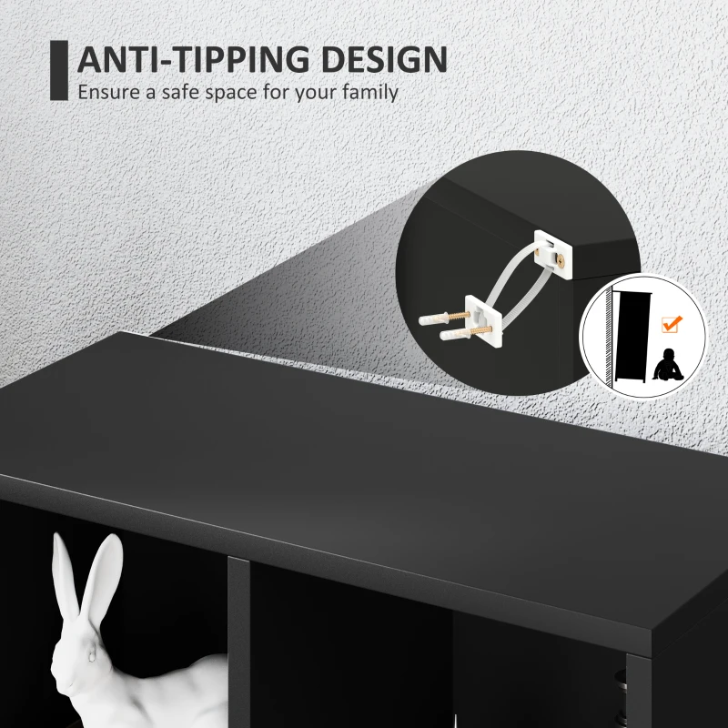 HOMCOM 2-Tier Bookshelf with 5 Compartments - Black