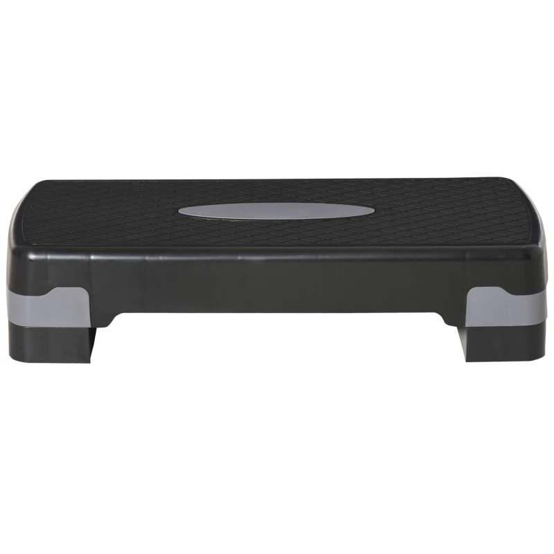 HOMCOM Stepper Fitness Casa, Step Fitness con Altezza Regolabile 10-15 cm, con Strato Antiscivolo, Pedana Step Fitness Casa per Allenamento a Palestra, 68x29cm, Nero e Grigio