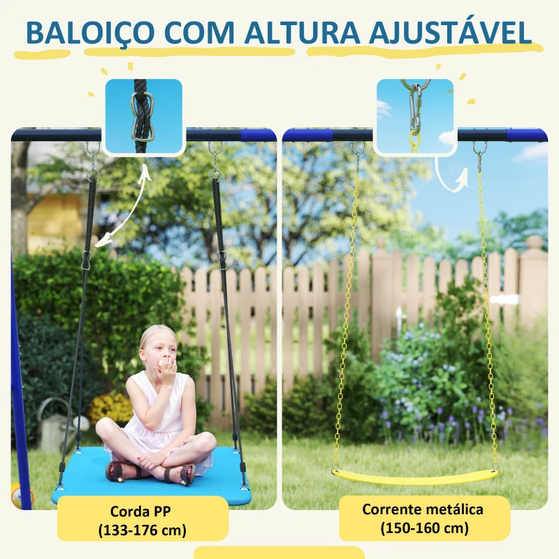 AIYAPLAY Conjunto de Baloiços para Crianças com 2 Baloiços Simples e 1 Baloiço Plataforma 365x180x184 cm Multicor