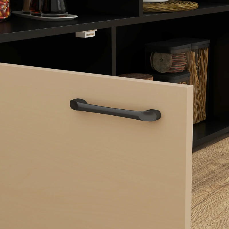HOMCOM 3-tlg. Barset, Bartisch mit klappbarer Tischplatte, 2 Barhocker, 6 Staufächer, schwarz+Eiche, 116 x 70 x 89,5 cm(m-9)