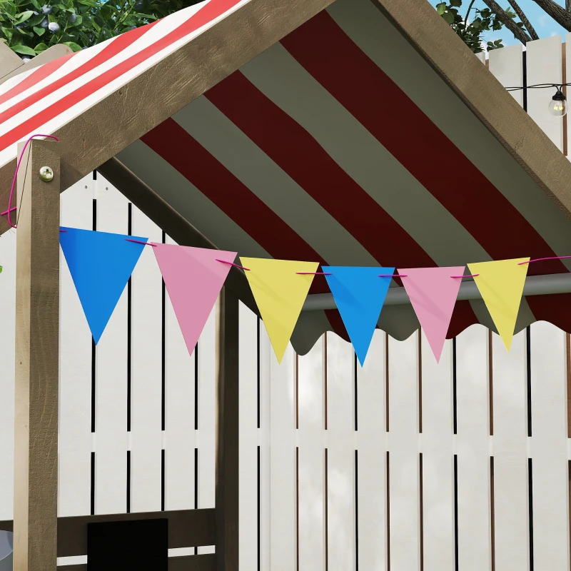Outsunny Zandbak met Zonbescherming, Speelhuis-Design, met Speelgoed-Set, Behandeld Massief Hout, 124 x 116 x 146 cm, Grijs