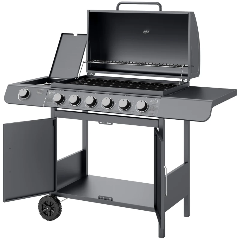 Outsunny Seven-Burner Gas BBQ Grill - Grey
