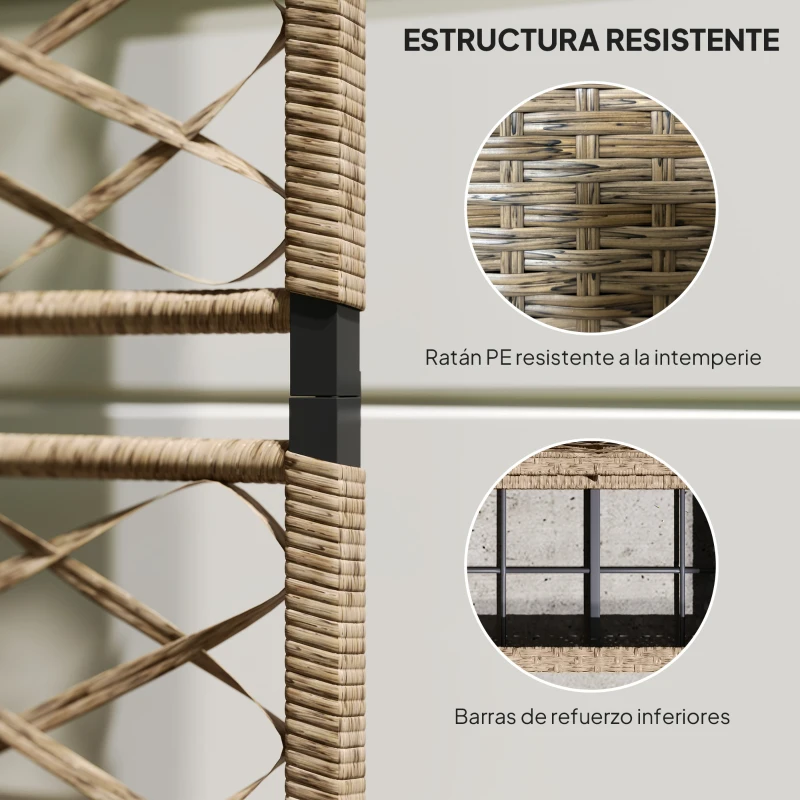 Outsunny Jardinera Exterior Grande de Ratán con Enrejado y 2 Macetas Extraíbles para Plantas Trepadoras 57x30x150 cm Natural