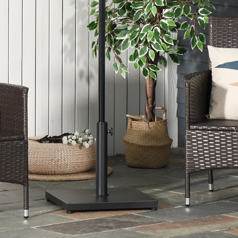 Outsunny Pied de parasol carré, socle parasol extérieur, Ø 35,38 et 48 mm, poids net 18 Kg, pour jardin patio terrasse, noir