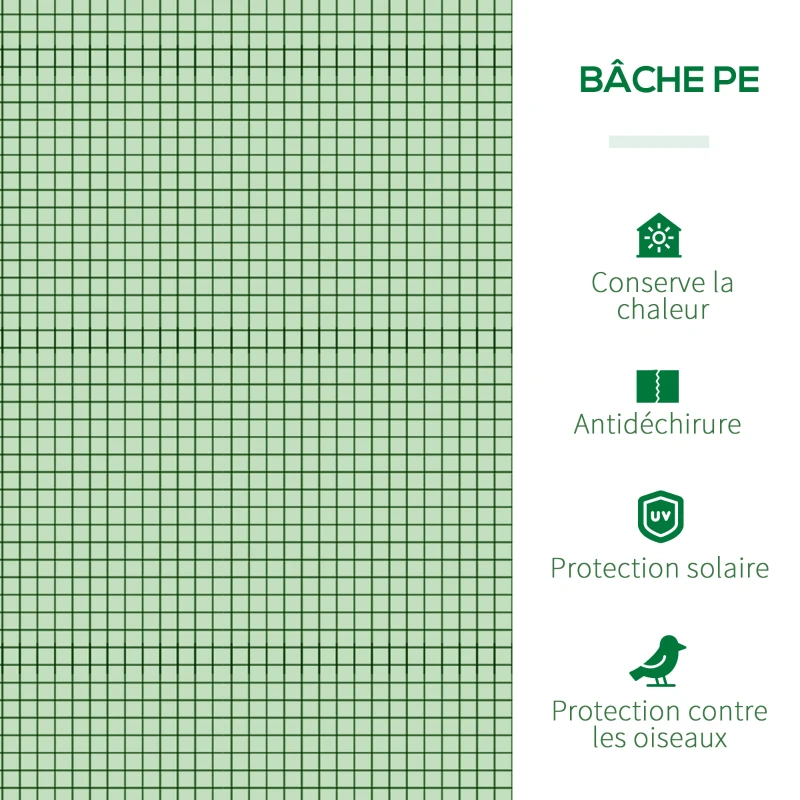 Outsunny Mini Serre de Jardin Serre à tomates 3L x 1l x 0,8H m Acier PE Haute densité 140 g/m² Anti-UV 3 fenêtres Vert