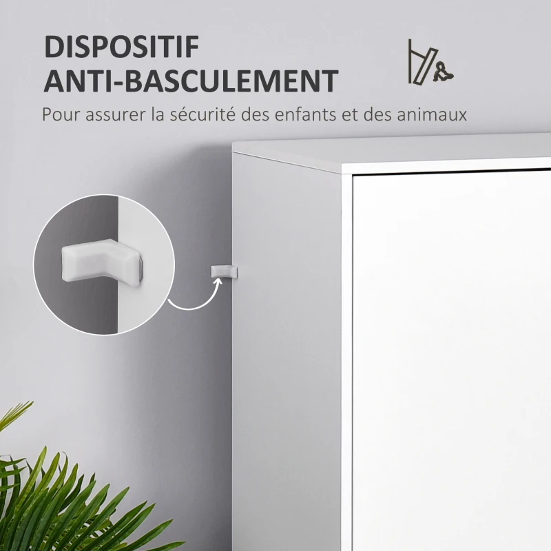 HOMCOM Armoire de Rangement Design scandinave - Armoire de Chambre - Placard 2 Portes avec penderie et étagère - 2 tiroirs coulissants - Panneaux Particules Blanc chêne Clair