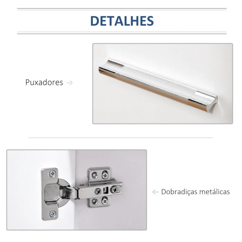 HOMCOM Armário de Armazenamento Moderno Móvel para Armazenamento com Rodas Armário e Prateleiras 60x35x65cm Branco