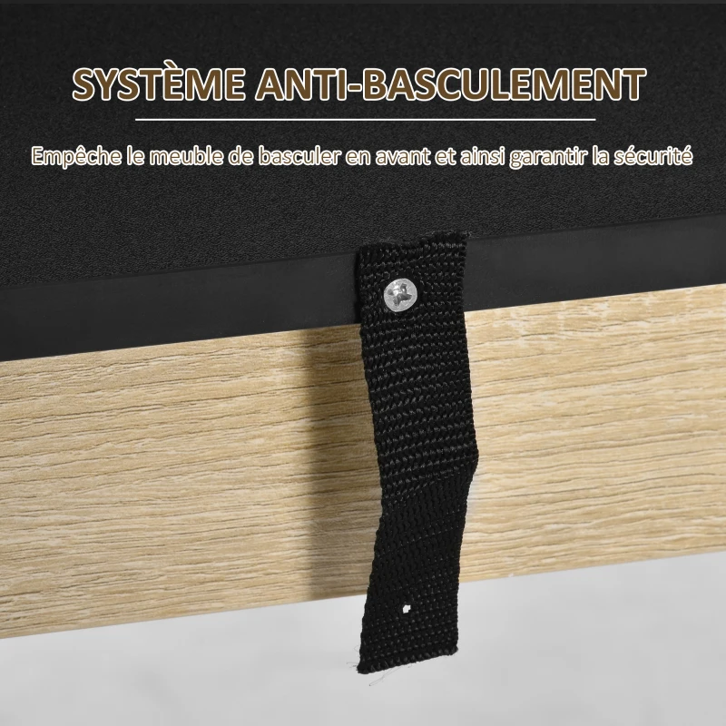 HOMCOM Table de bar table haute de cuisine mange-debout comptoir - dim. 112L x 57l x 106H cm - 3 étagères - aspect chêne clair noir