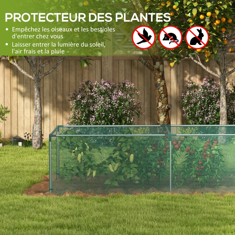 Outsunny Serre de jardin serre à tomates filet protection porte zippée enroulable HDPE, dim. 125L x 248l x 62,5H cm