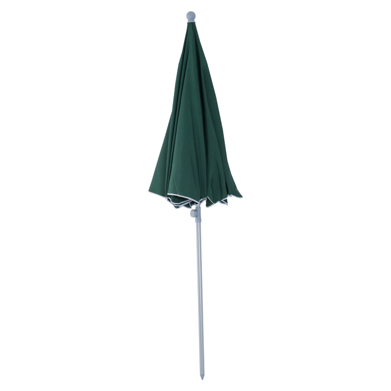 Outsunny 2.2m Beach Umbrella, Portable Parasol with Tilting Function, Outdoor Sunshade Shelter with 8 Ribs, Green
