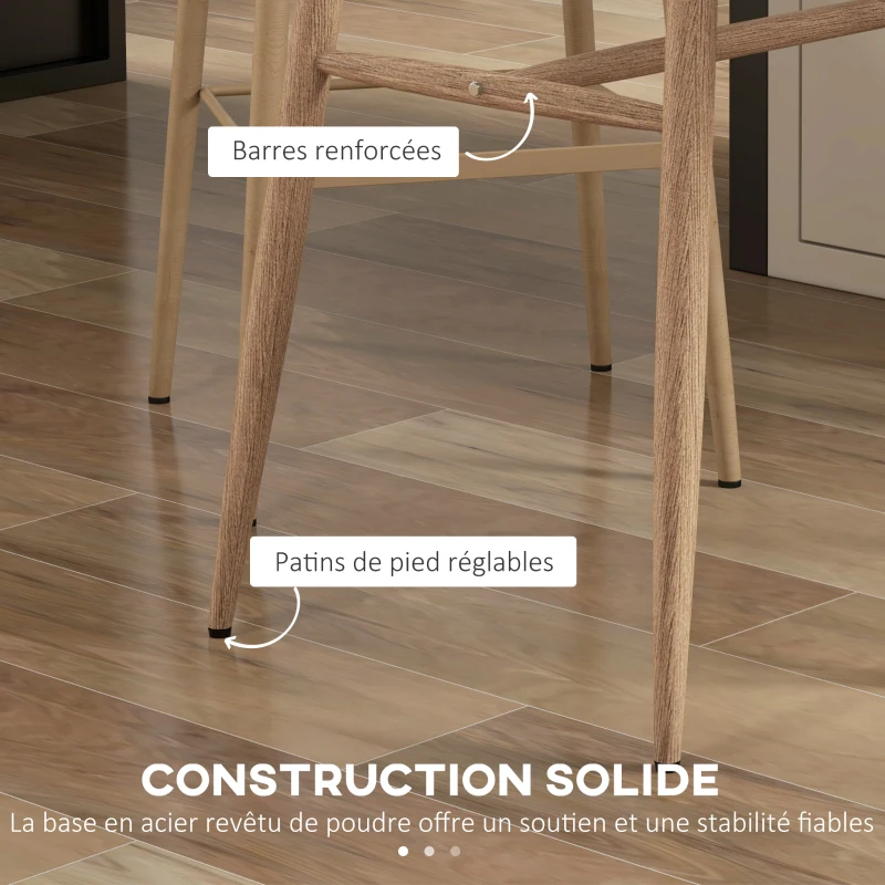 HOMCOM Table de bar rectangulaire 4 personne pieds en acier effet bois assemblage facile 120 x 60 x 98 cm blanc